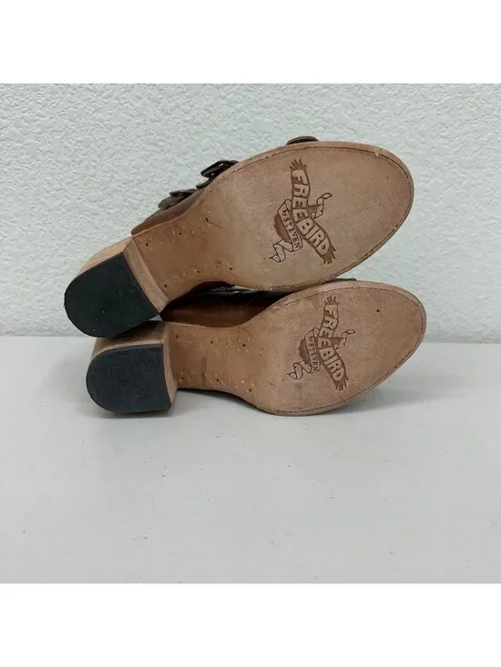Freebird by Steven Quail Brown Leather Strappy Heeled Sandal Shoes Womens sz 10 - Picture 8 of 8